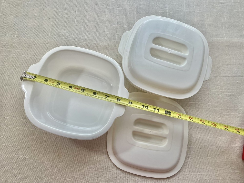 Square Serving Bowls With Lids- Lotus Pattern.