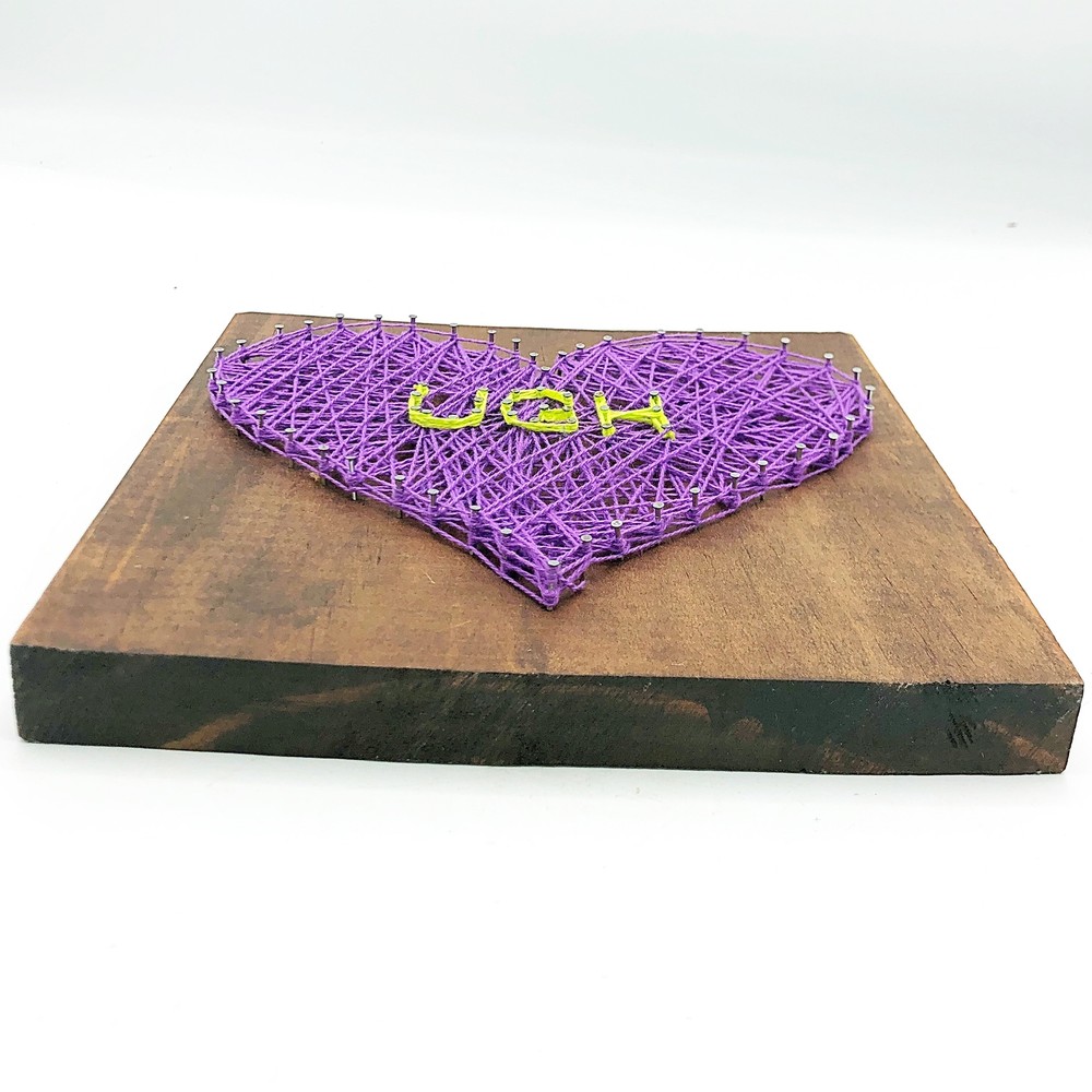 Ugh Purple Heart String Art Handcrafted 7" Plaque