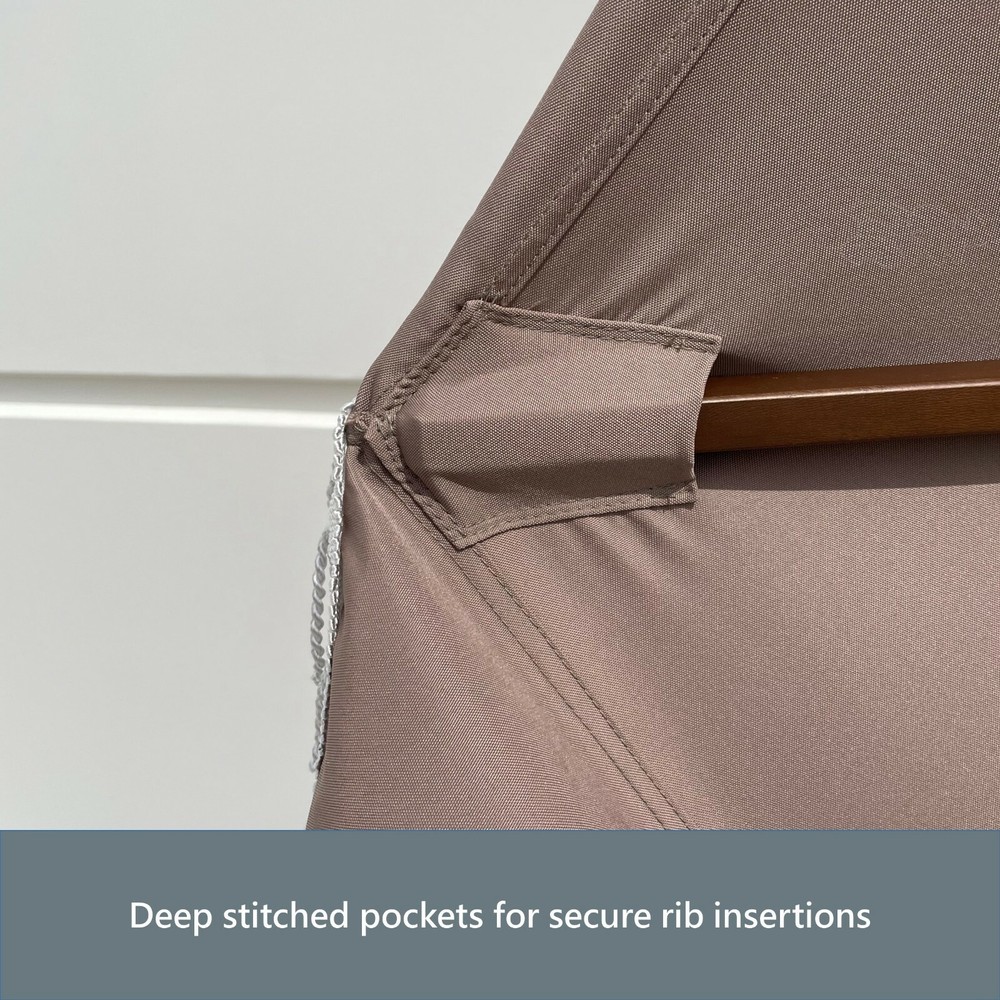 9ft 6 Ribs Replacement Umbrella Canopy w/Fringed Valance (Canopy Only)
