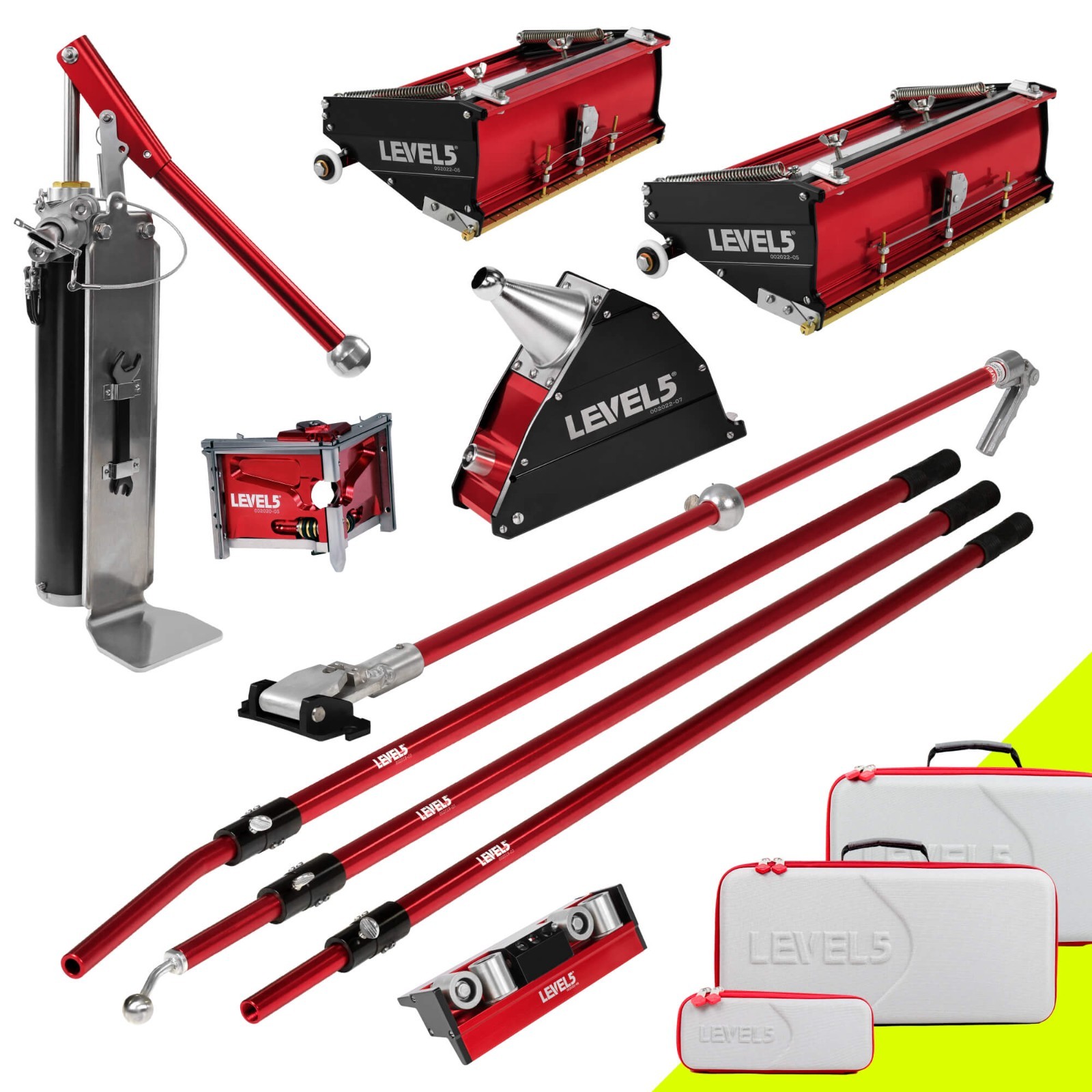 LEVEL5 Drywall Tools 10" & 12" Flat Boxes, Corner Roller  w/ Handles | 4-602