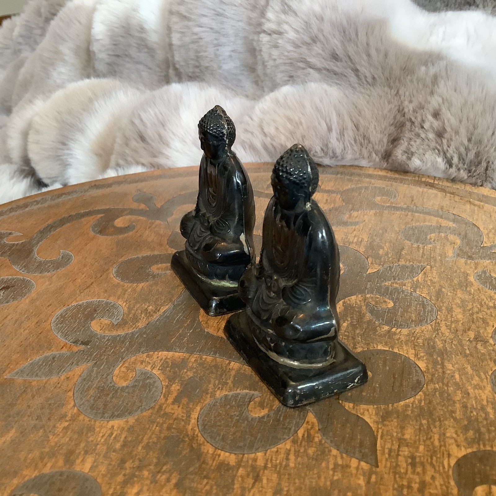 Vintage Sterling Silver Japanese Buddha Salt & Pepper Shaker Set