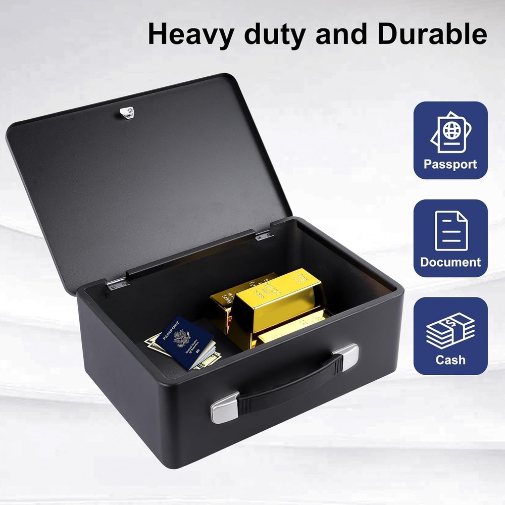 Fire Resistant Document Box with Key Lock Fireproof Safe Storge Security Chest
