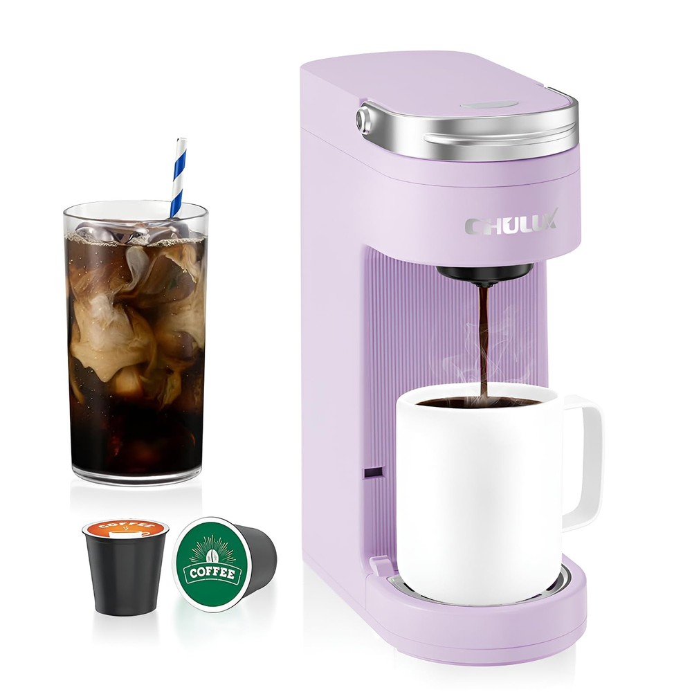 Slim Single Serve Coffee Maker for K Pods, One Cup Coffee Maker Fits 7.3" Tra...