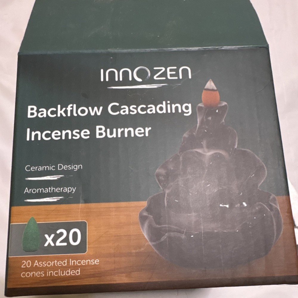 Innozen Backflow Cascading Ceramic Incense Burner with 20 Assorted Cones