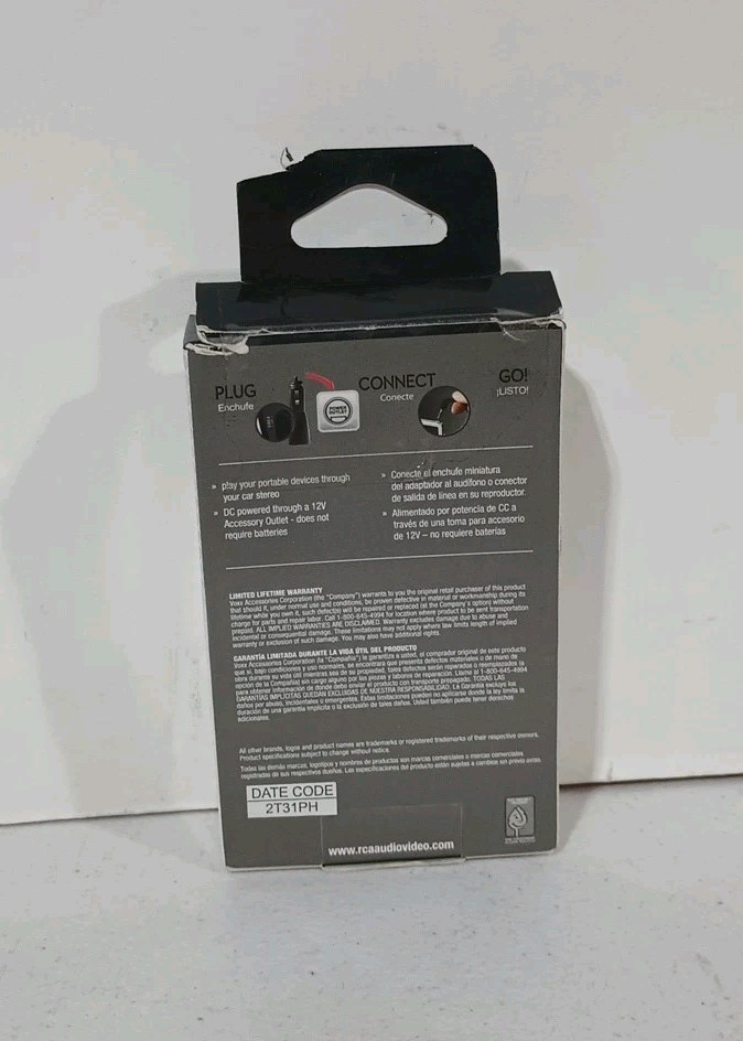 RCA RFMT10Z 3.5mm Input FM Transmitter Cigarette Lighter Adapter for Portable