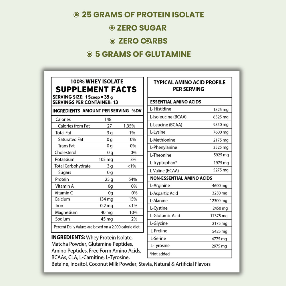 Icon Muscle Isolean Matcha Vanilla Latte Whey Protein Isolate 1lb