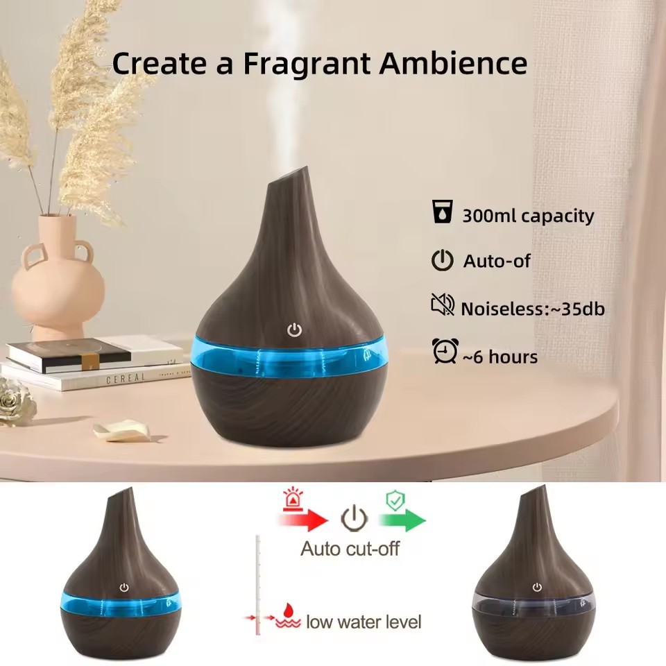 Multi Functional 300ml Humidifier Diffuser Combo Relieve No Remote Small