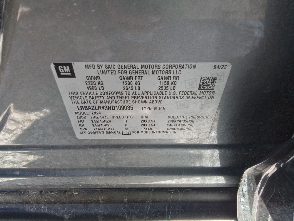2021-2023 Buick ENVISION 10.2" Driver Information Display Screen