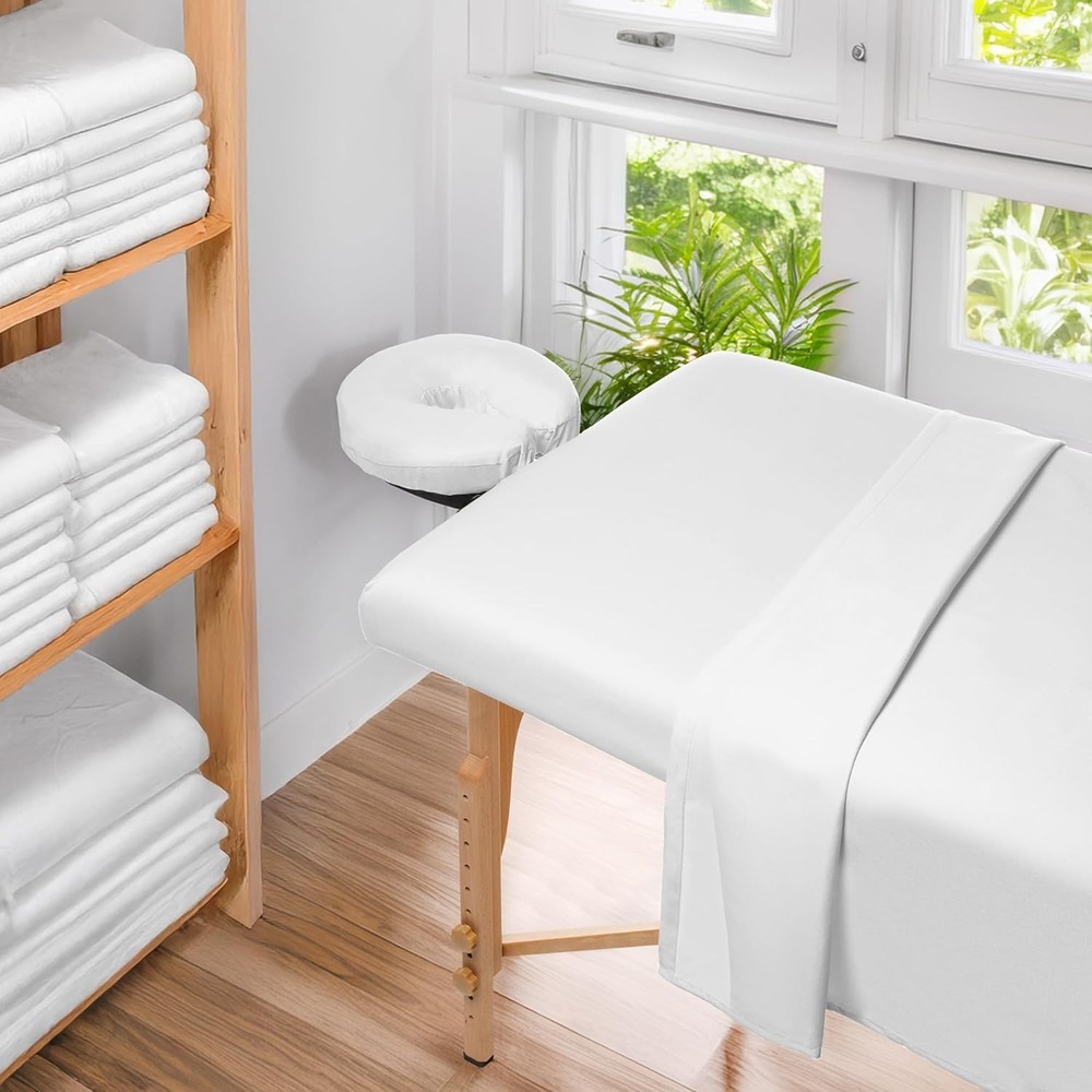 Luxurious 3-Piece Microfiber Massage Table Sheet Set – Ultimate Comfort in White