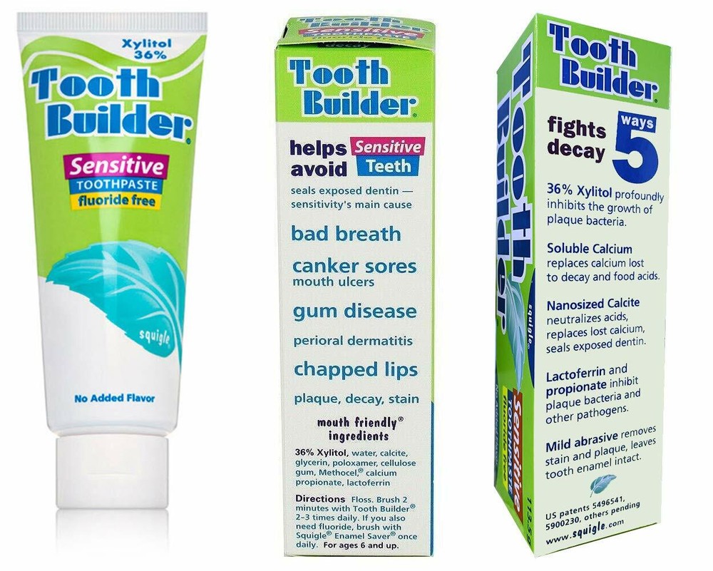 Squigle Tooth Builder Sensitive Toothpaste Prevents Canker Sores - 2 Pack