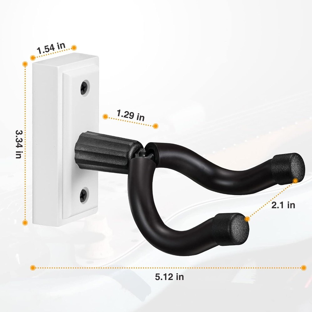 Guitar Wall Mount Hanger 2 Pack, Holder Hook Bracket White
