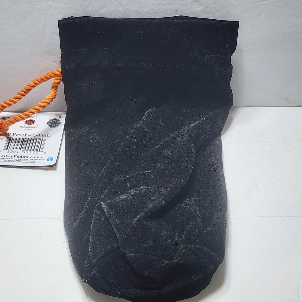 Tito's Handmade Vodka Black Velour Drawstring Bag 2014
