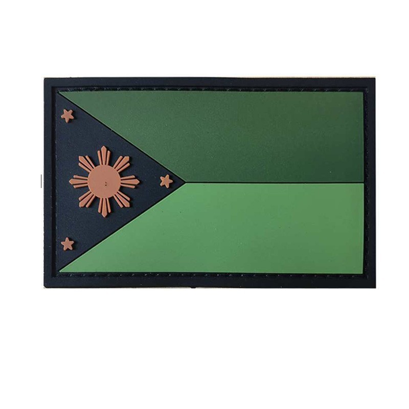 2Pcs Philippines Flag FILIPINO FLAG Adhesive Tactical Rubber Hook Patch Forest