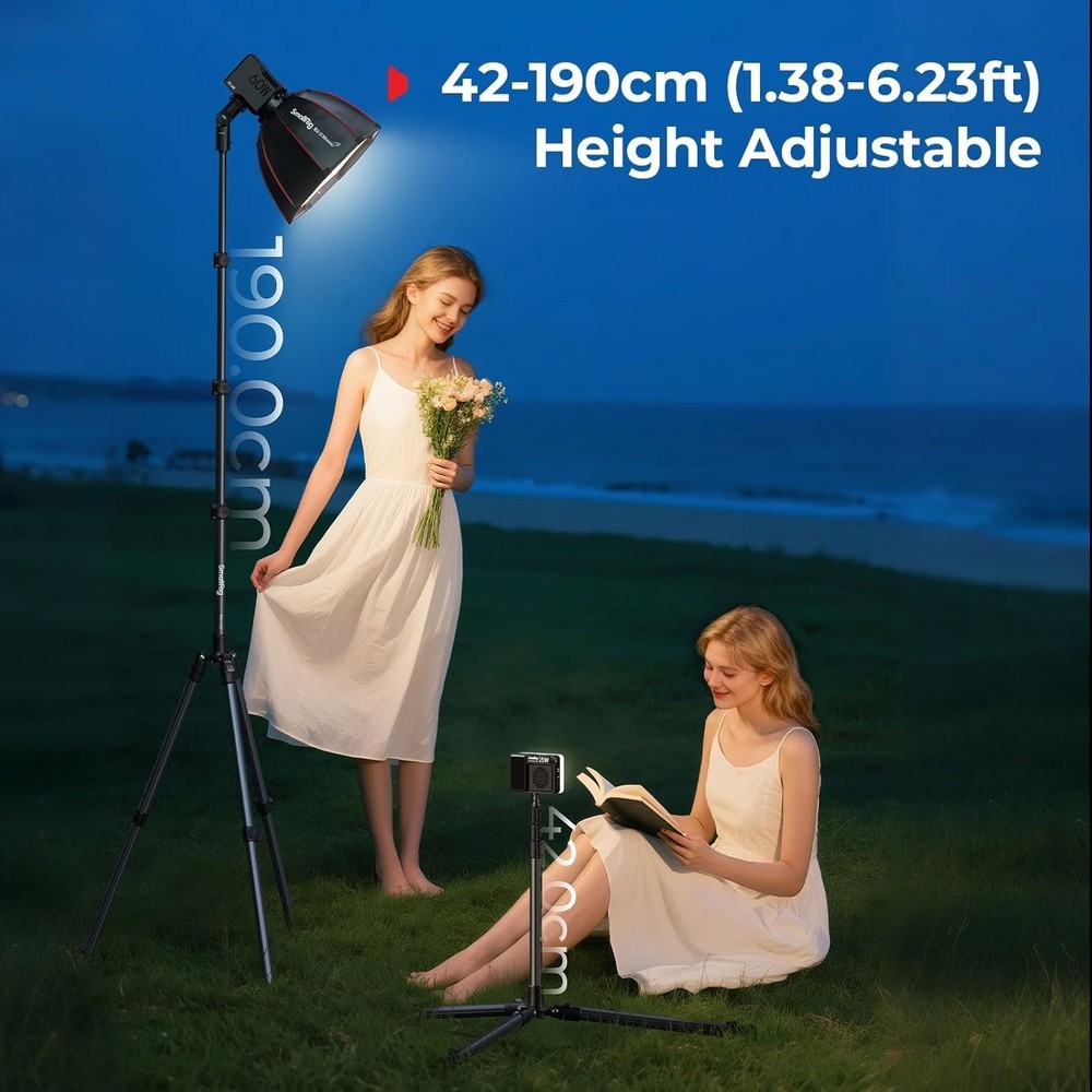 Adjustable Light Stand 6.23ft Aluminum Tripod for Softbox, Ring Light, Flash