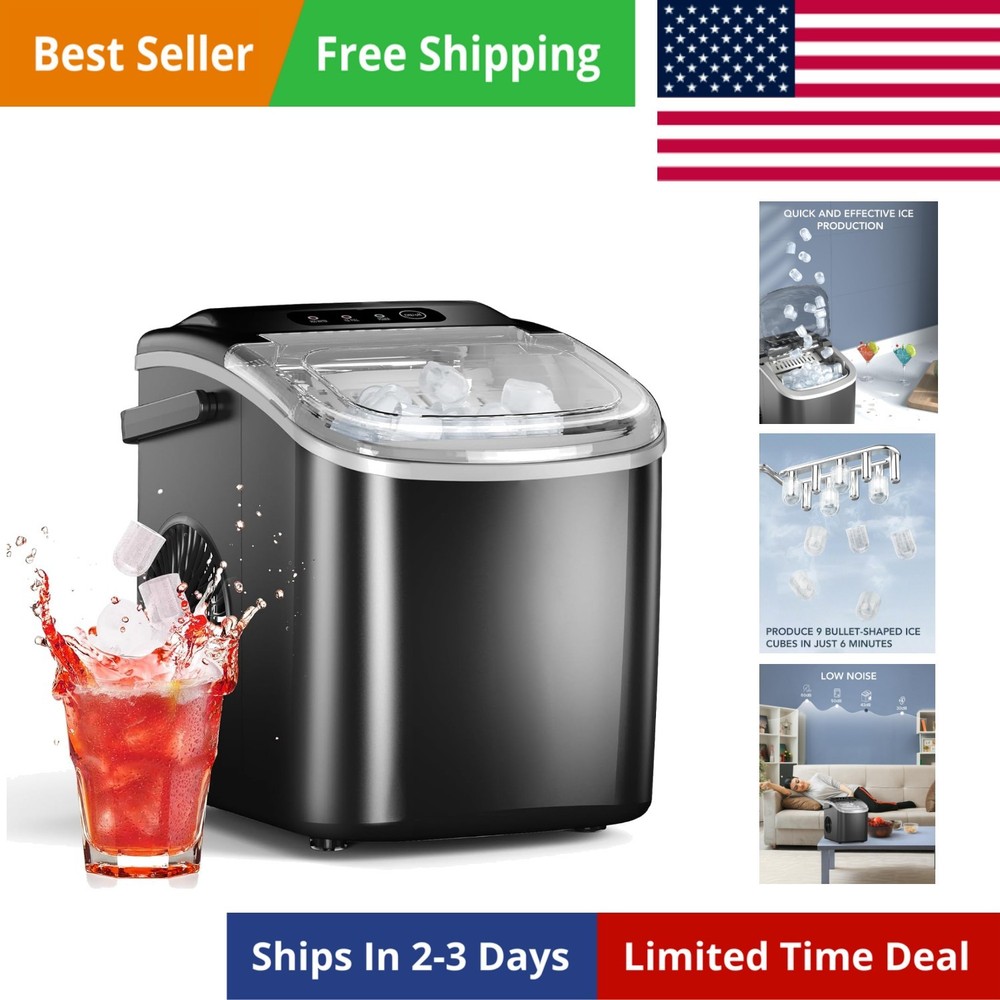 Ice Maker Countertop, Efficient Easy Carry Ice Machine, Self-Cleaning Ice Mak...