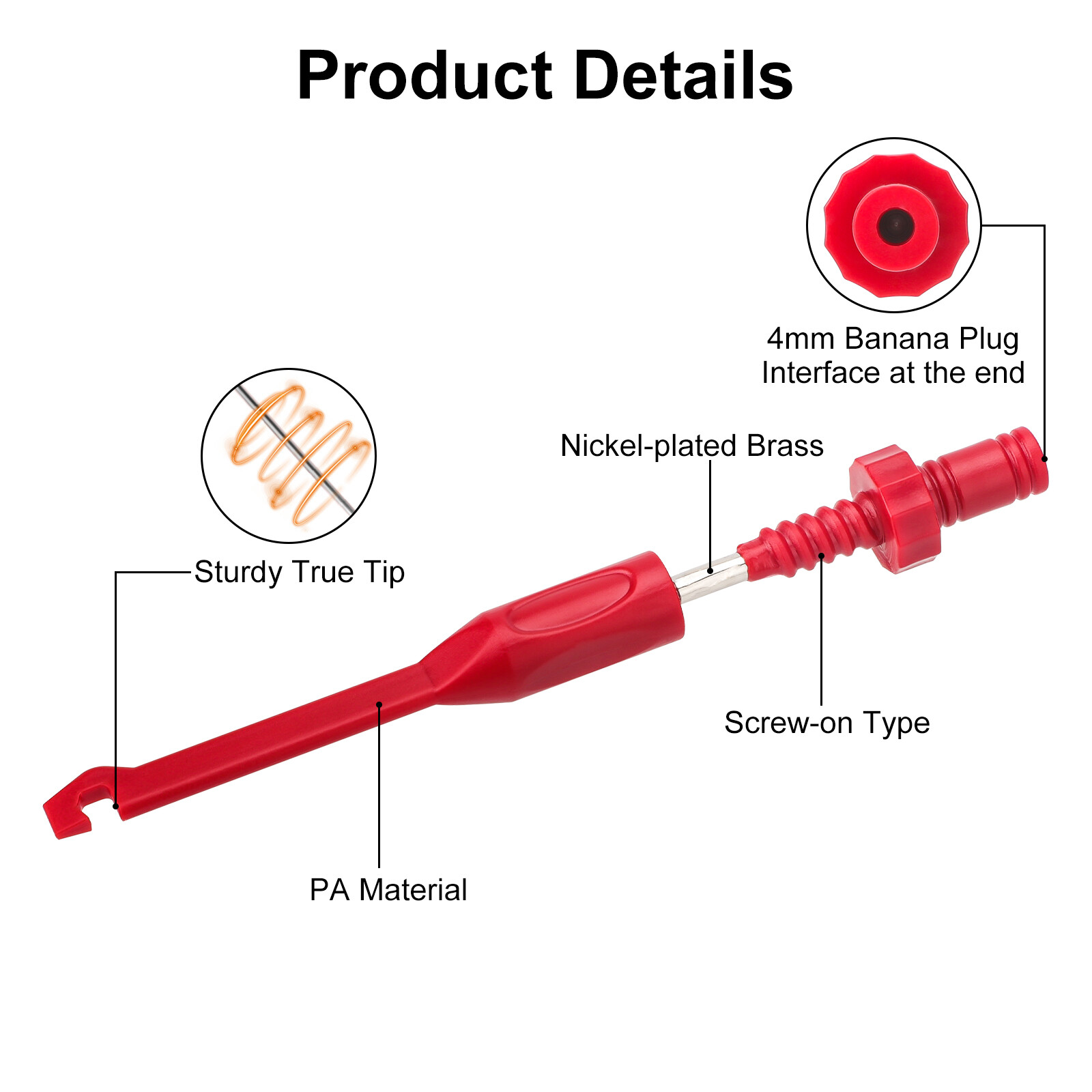 4Pcs Test Lead Kit Power Probe Wire 4mm Piercing Clip Tool Automotive Multimeter