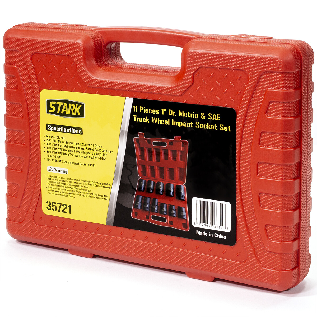 Stark USA 11-PC Deep Socket Set Truck Wheel 1" Drive Impact Metric SAE Cr-Mo