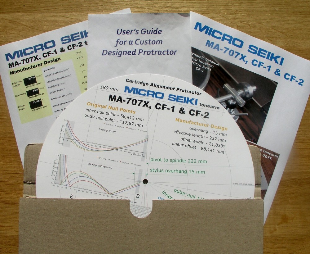 Micro Seiki MA-707X, CF-1 & CF-2 Custom Designed Tonearm Alignment Protractor