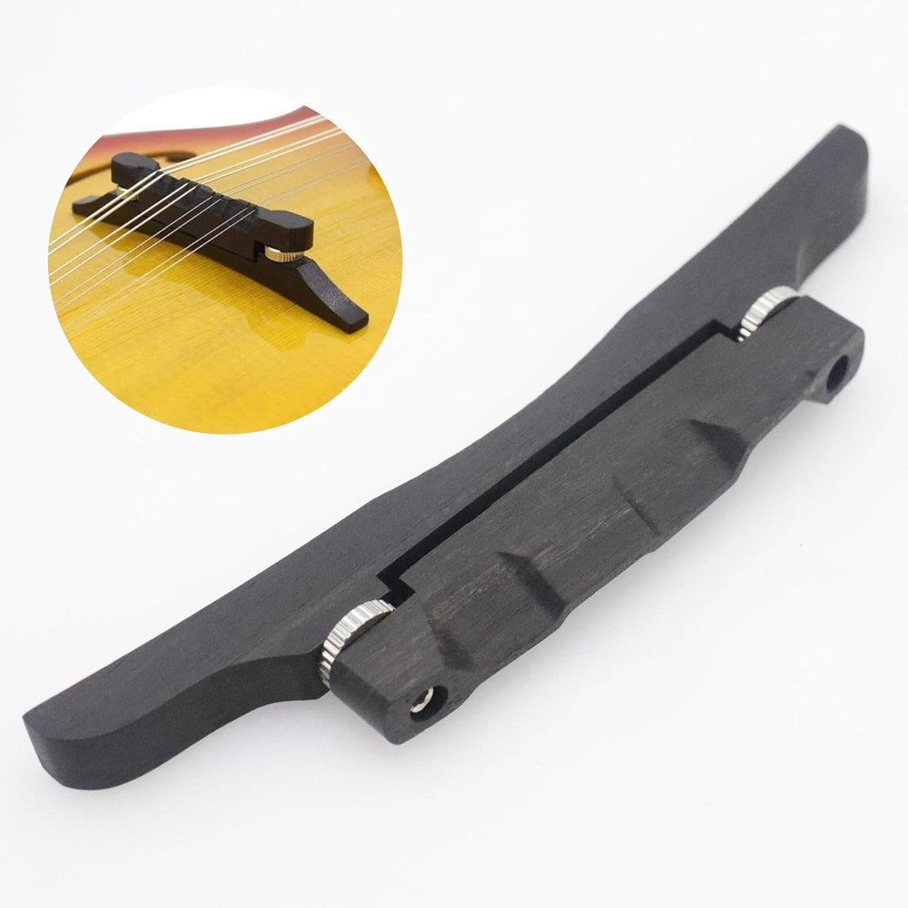 Ebony Mandolin Bridge, Adjustable Compensated Bridge for Acoustic Mandolin, Easy