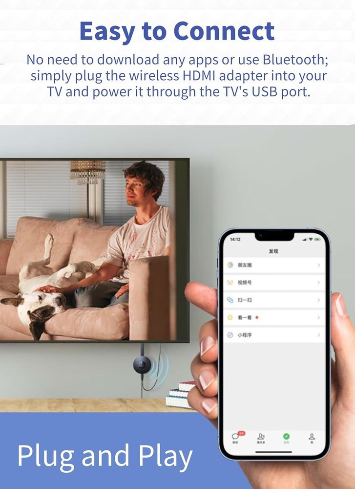 Wireless HDMI Display Adapter, 1080P HDMI Extender, Wireless Display Adapter,...