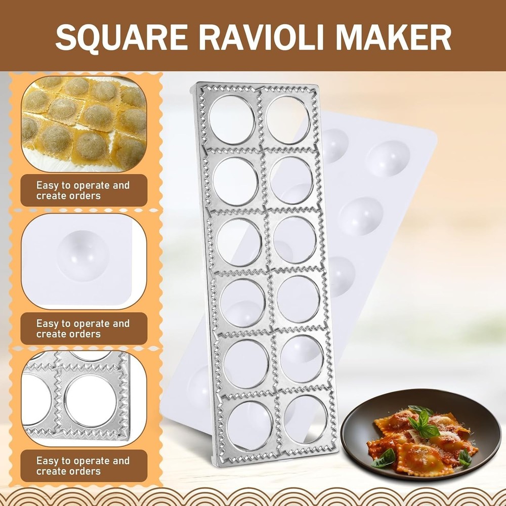 9-Piece Pasta Maker Set Include Bamboo Drying Rack Ravioli Press Gnocchi Board