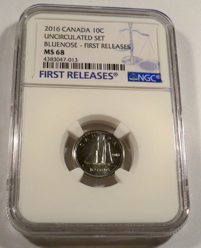 2016 NGC MS68 CANADA DIME BLUENOSE 10c MS 68