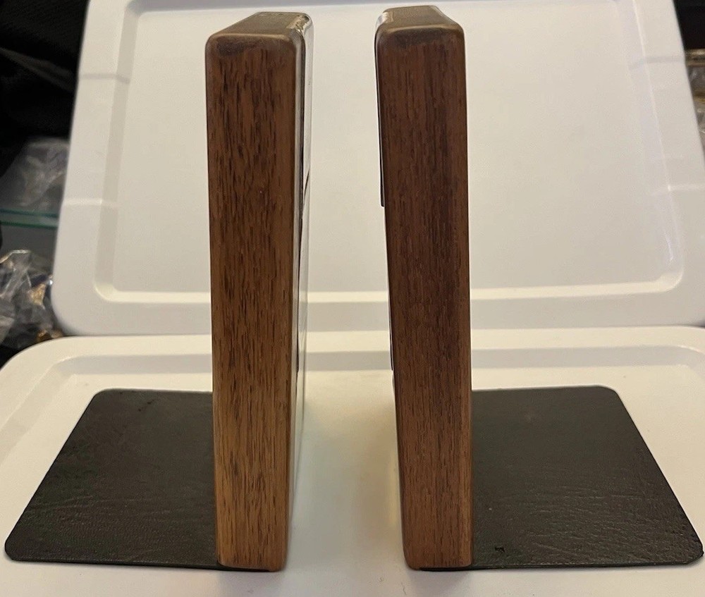 Gordon Jane Martz For Marshall Studios Ceramic Tile Walnut Bookends MCM 1960s