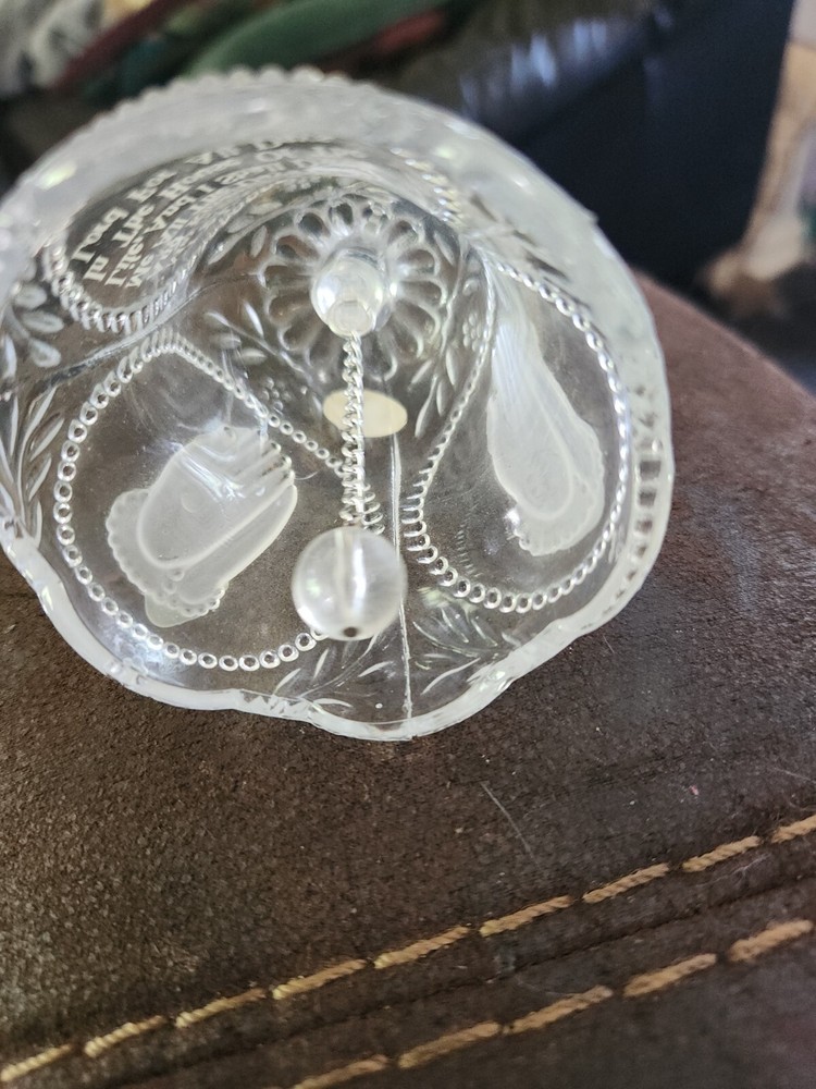 Vintage Lead Crystal Scripture Bell With Eagle And Praying Hands
