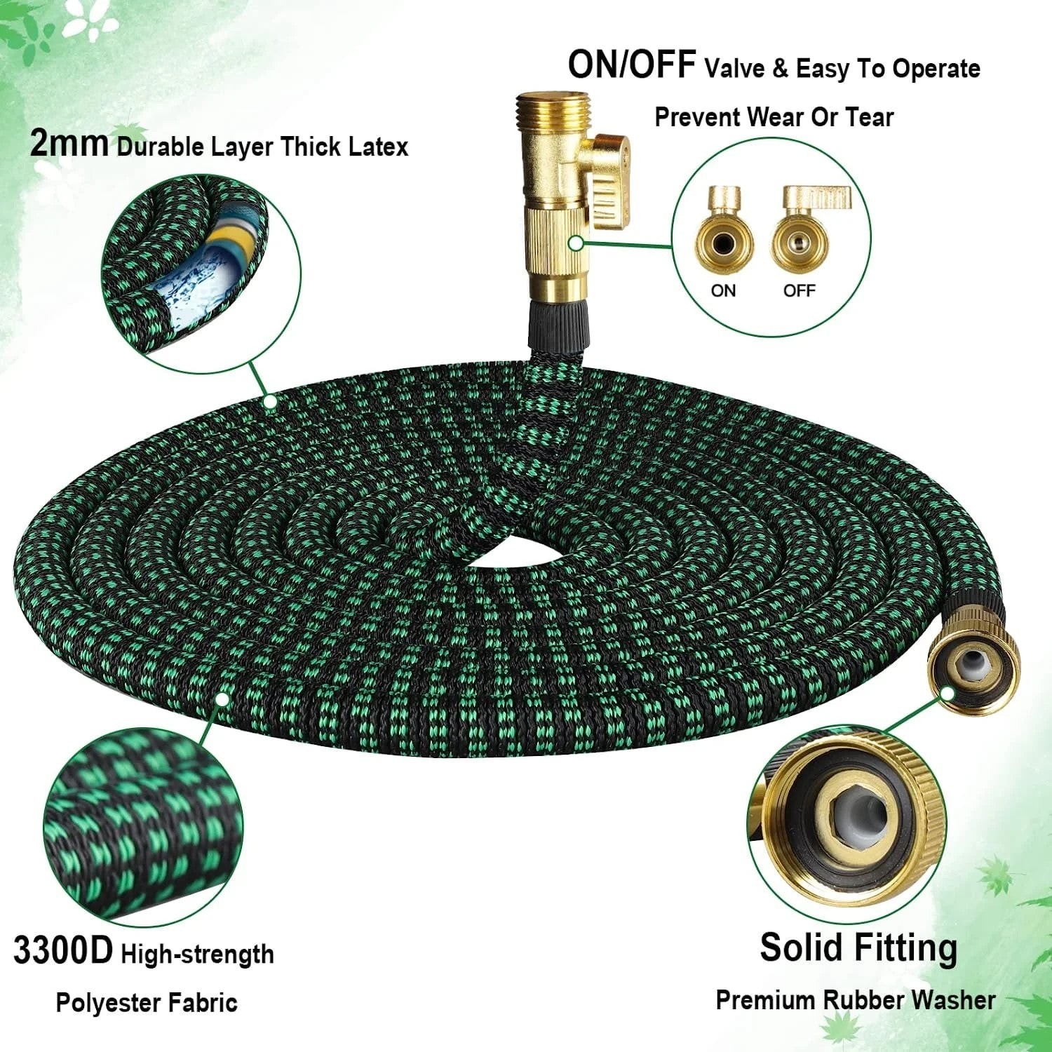 25ft, 50ft, 75ft, 100ft, Expanding Water Hose No-Kink Garden Hose with Nozzle