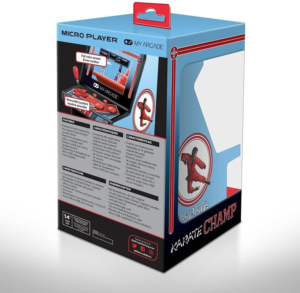 Retro-Inspired Karate Champ Mini Arcade Machine with Speaker & Volume Control