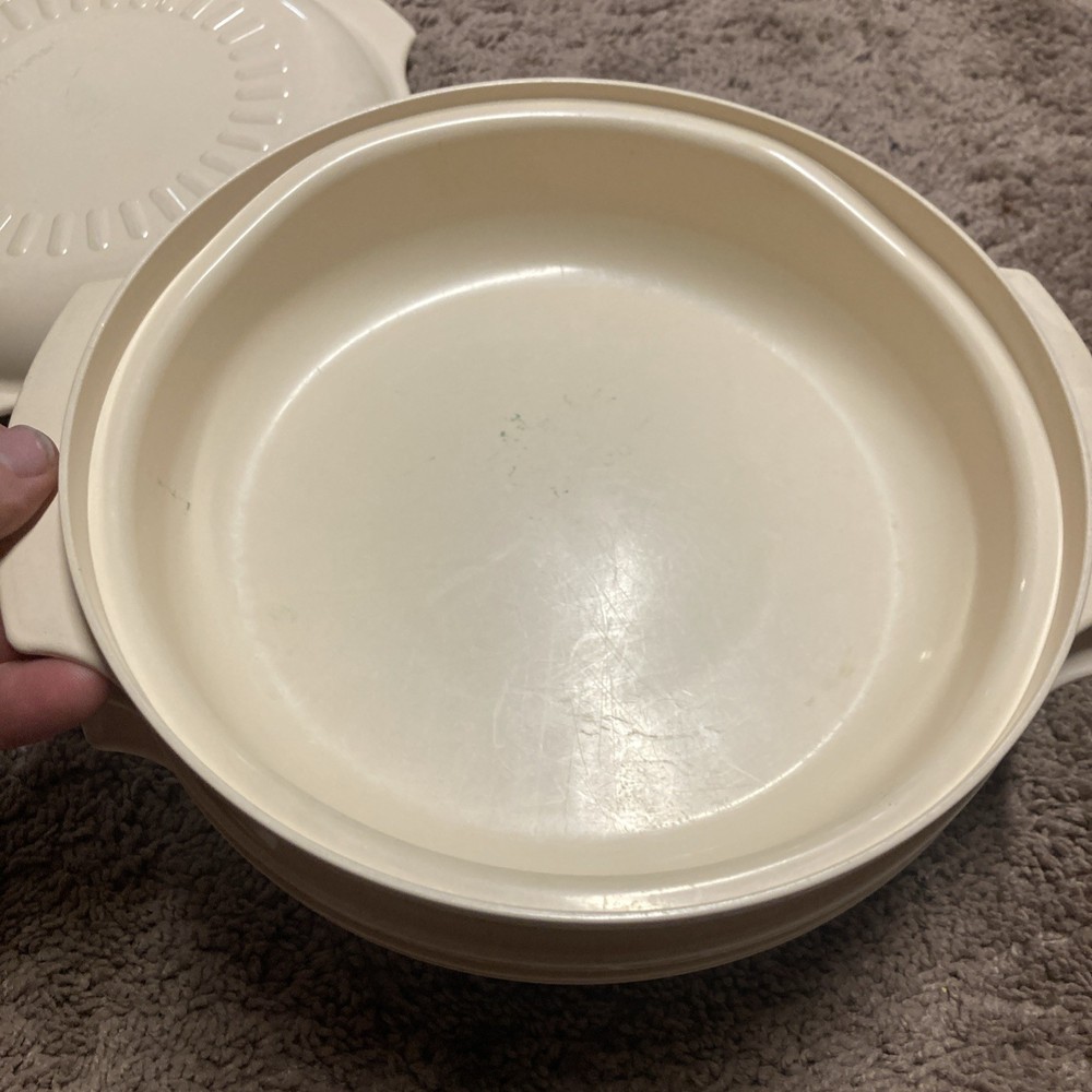 Vintage Tupperware 4 Piece Microwave Stack Cooker Steamer Almond