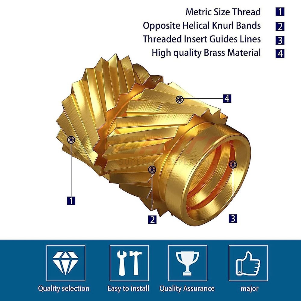 300Pcs Brass Threaded Hot Melt Heat Nut Set Insert Embedment Thread Nuts M2-M6
