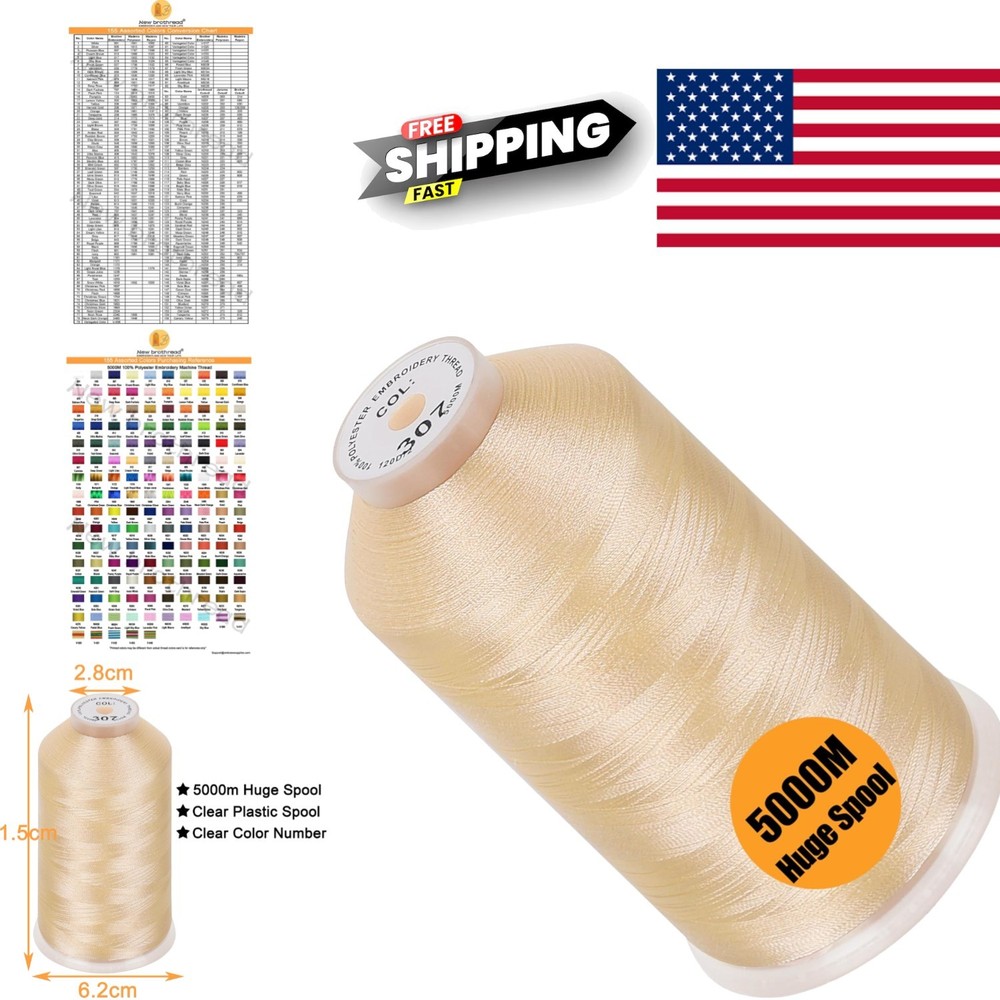 5000M Polyester Embroidery Machine Thread 40WT Linen High Strength Quality