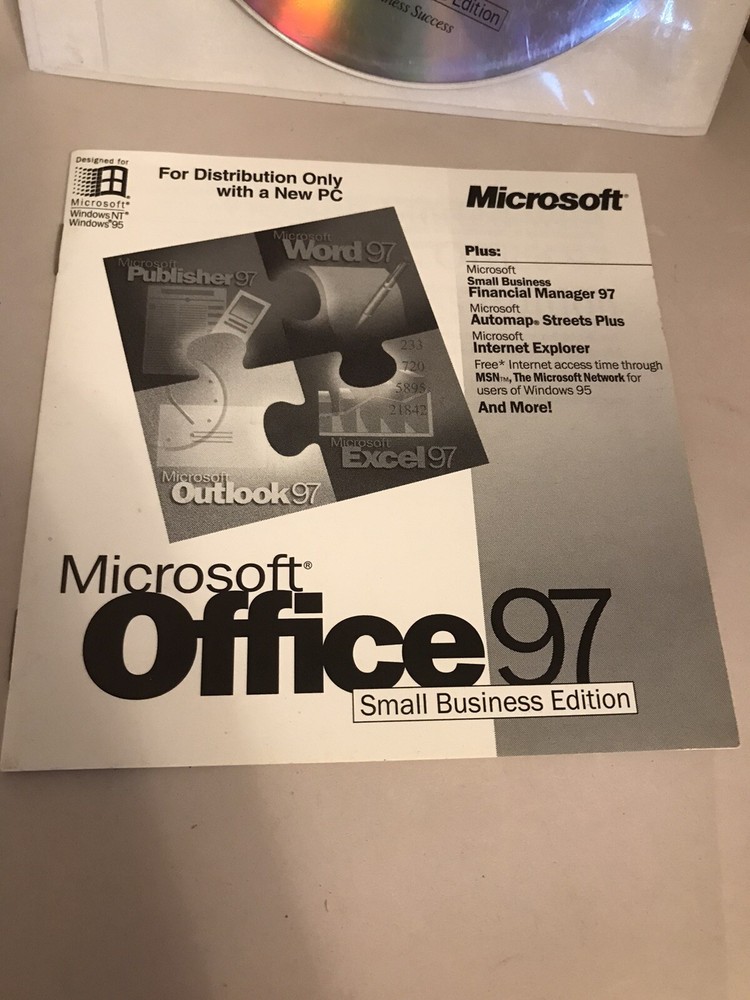 Microsoft Office 97 Small Business Edition Disc Only No Code