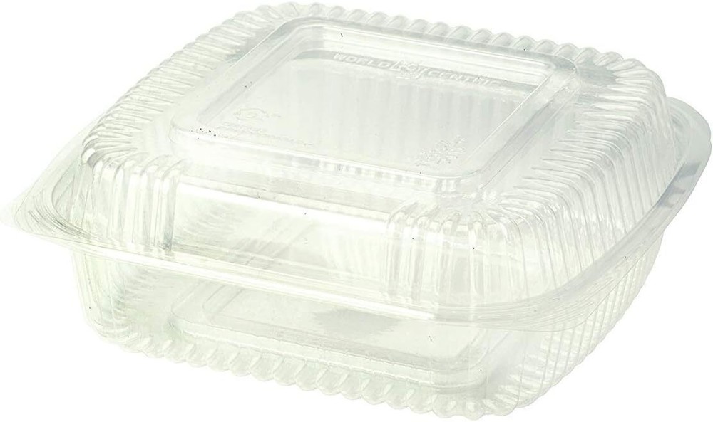 World Centric KL-CS-8, Compostable Hinged Ingeo Clamshell, 8" x 8" x 3" 250/CS