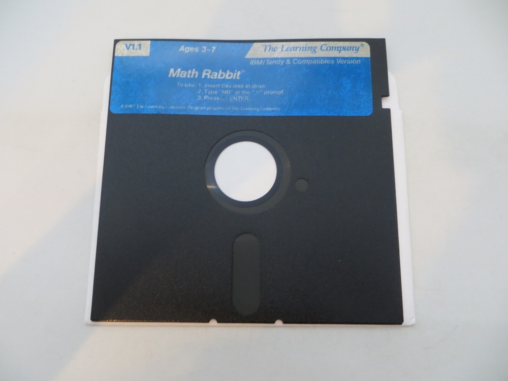 MATH RABBIT 5.25" Floppy Disk The Learning Company V1.1 IBM/Tandy computer game