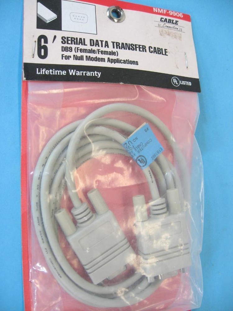 6' Null Modem Serial Data  Computer Cable Cable Connection NMF-9906 DB9 F/F
