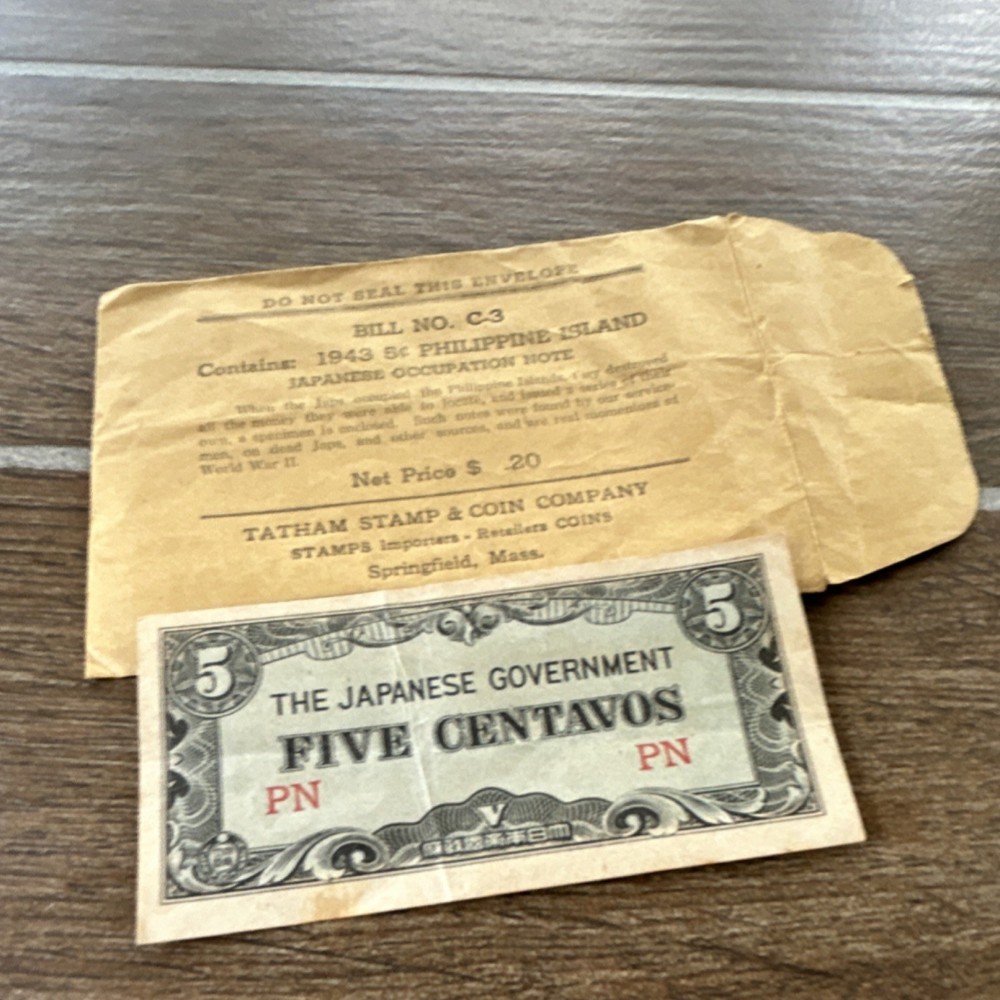 1943 Philippines Japanese Government Five Centavos Wartime Occupation Note
