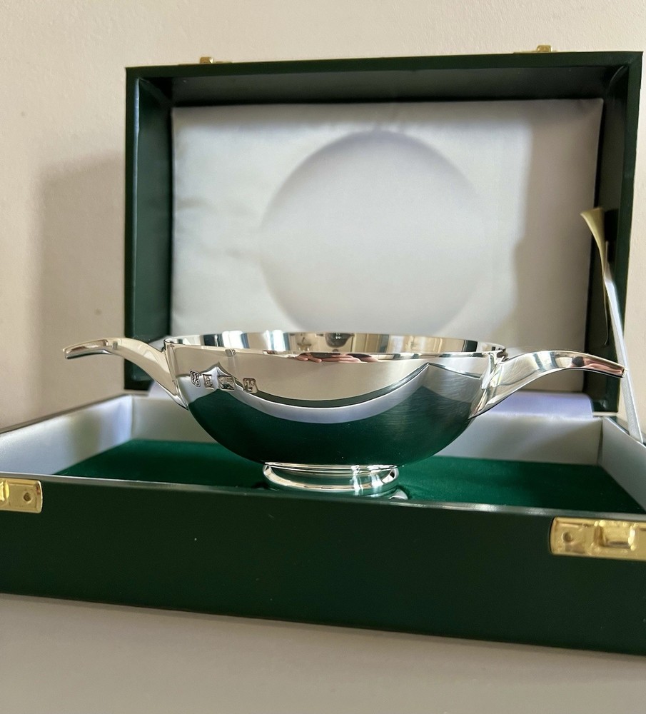 Solid Silver Large Heavy Quaich Bowl In Original Box