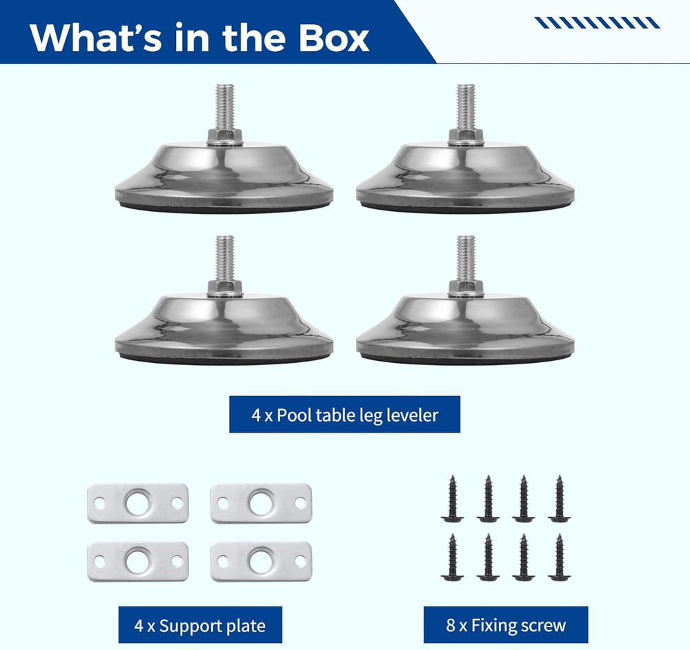 4Pcs Pool Table Leg Levelers, 5-Inch Billiard Table Leg Leveling Risers, Adjusta