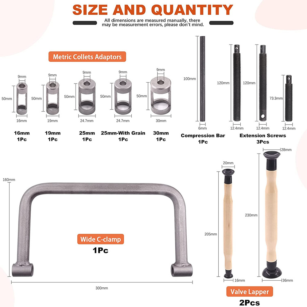 Tanstic 12Pcs Valve Spring Compressor with Valve Lapper Set Auto Compression C-C