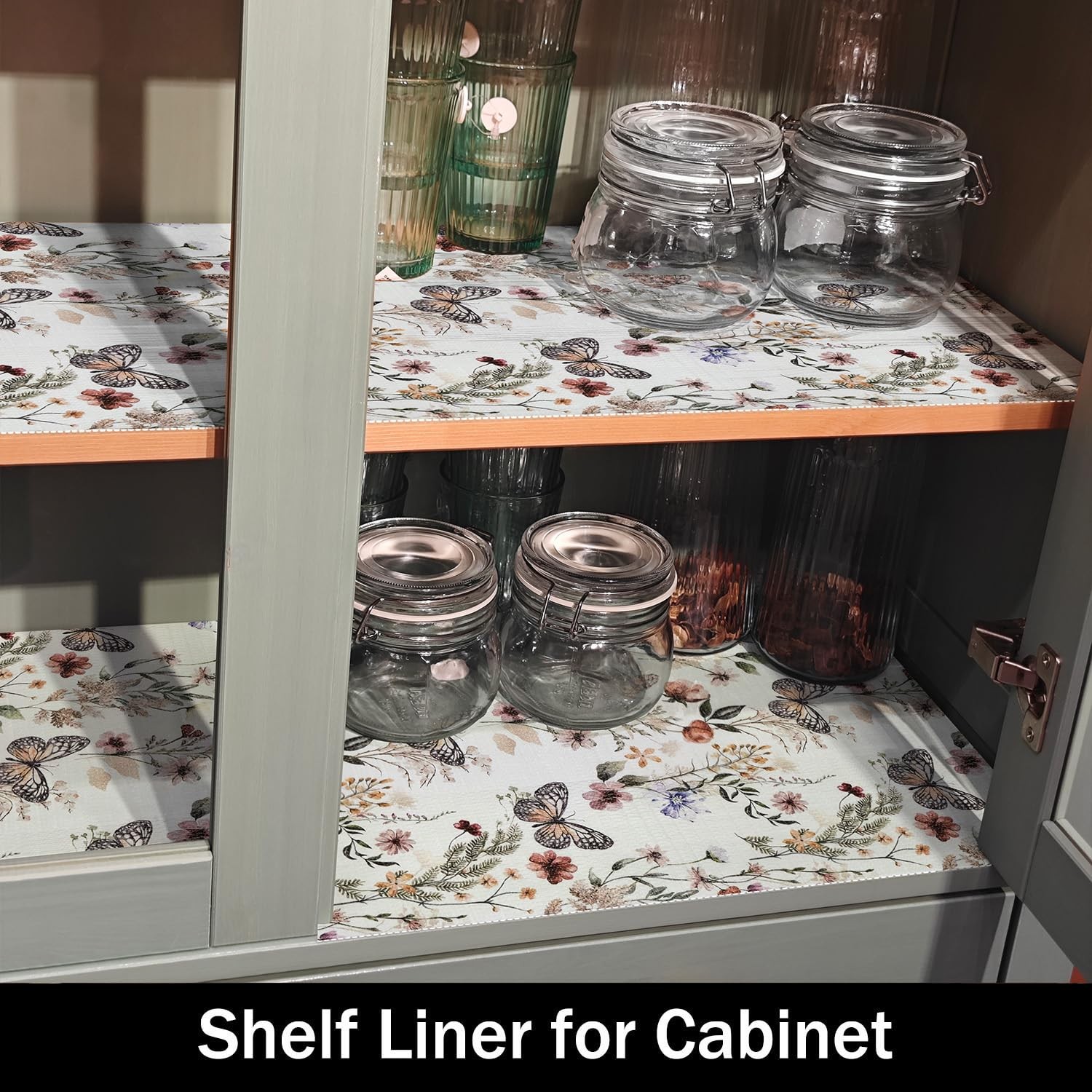 Floral Shelf Liners Non Adhesive and Strong Non-Slip Shelf and Drawer Liners ...