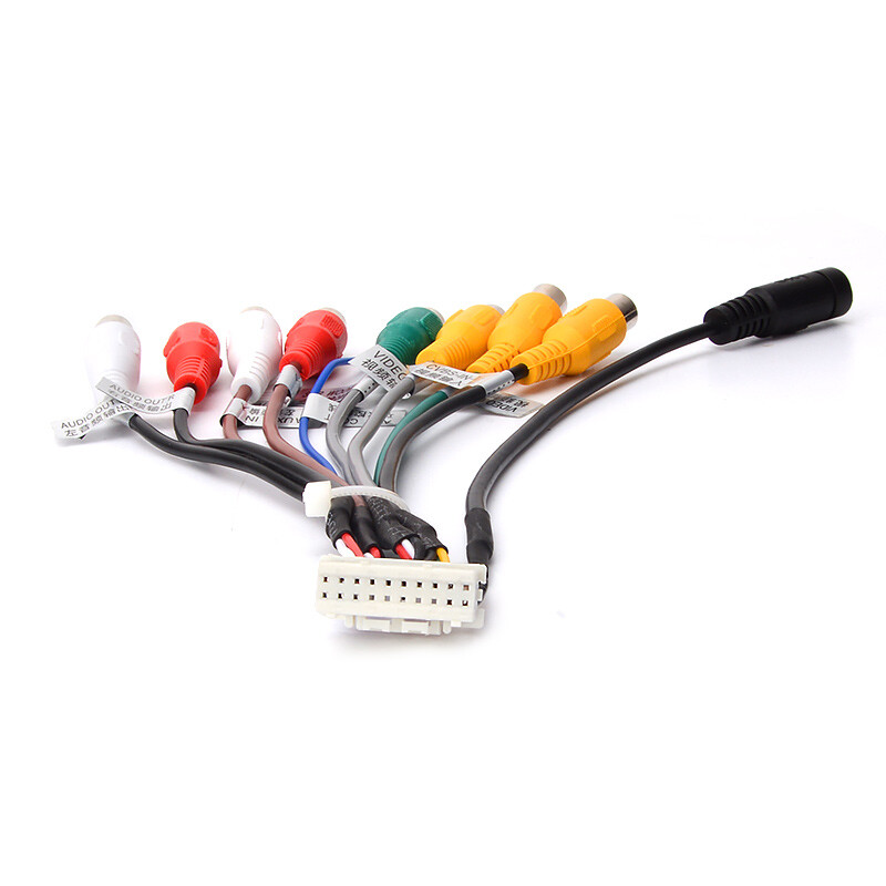 20 pin Car Radio AUX Output Wire Multi Interface Adapter RCA Cable