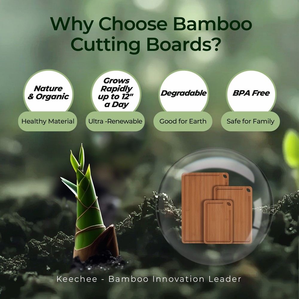 KeeCHEE® 3-Pcs Carbonized Bamboo Cutting Board