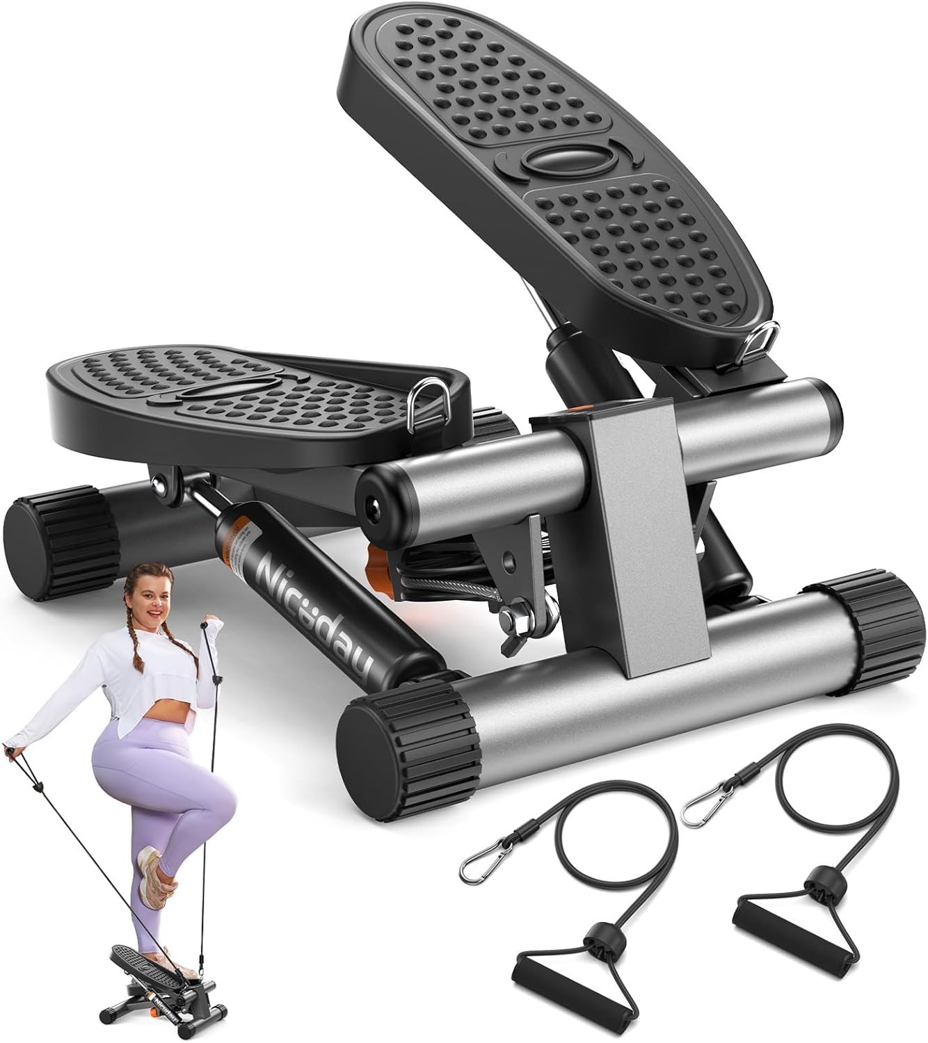 Niceday Steppers for Exercise, Stair Stepper with Resistance Bands, Mini Stepper