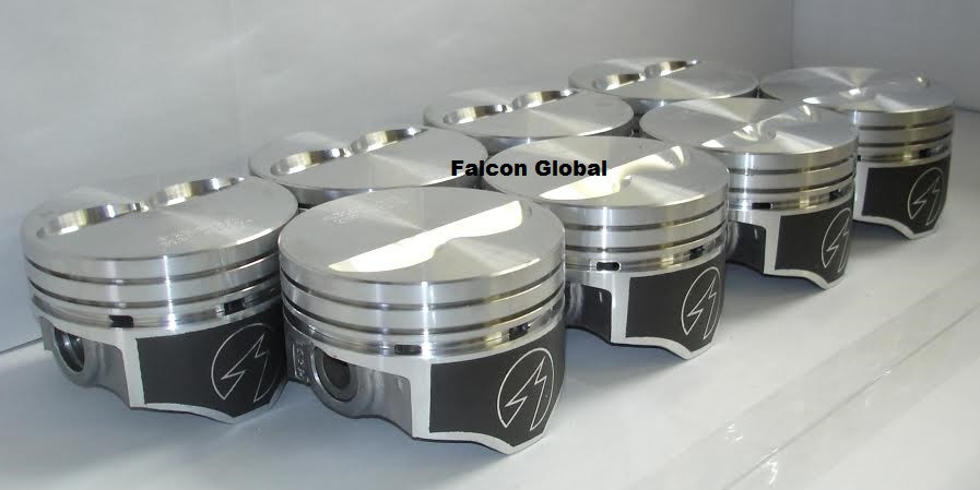 SPEED PRO Hypereutectic Coated Flat Top 2vr Pistons Set/8 Chevy 350 9.7:1 +.030