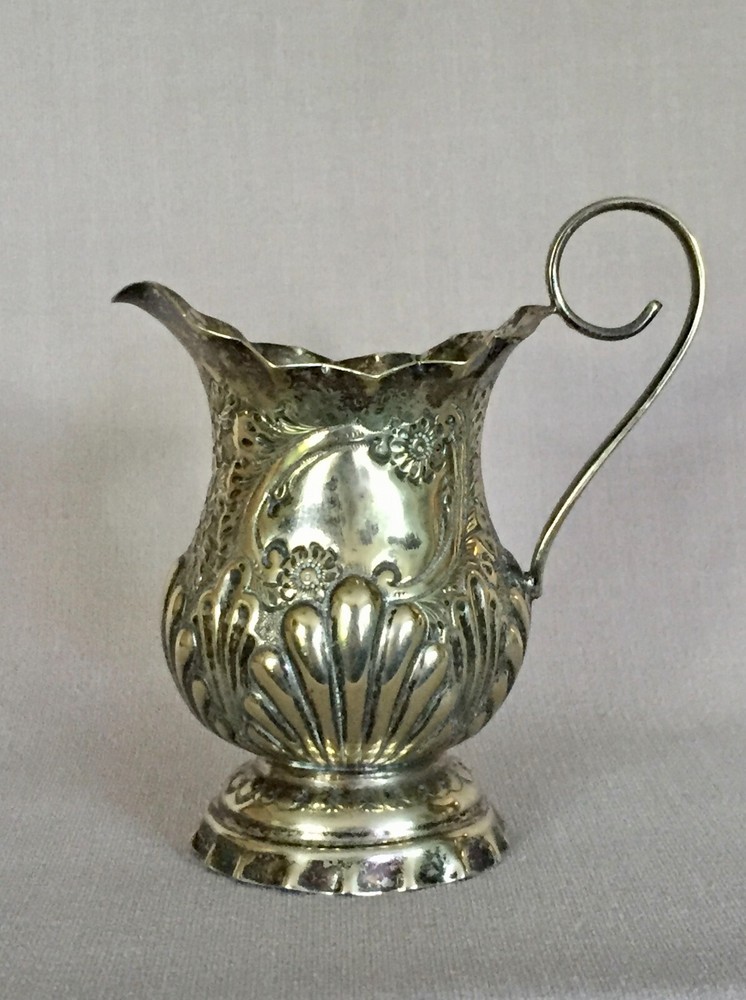 Antique Repousse Nickel Silver Cream Pitcher
