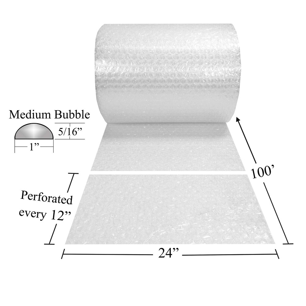 UBMOVE 5/16" Medium Bubble Cushioning Wrap 24"x100' Packing Protective Packaging
