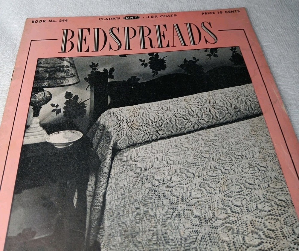 Vintage Bedspread Crochet Pattern Book # 244 Thread Crochet Circa 1948