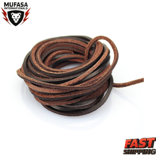 LolliBeads 3mm Flat Genuine Leather Braiding String Dark Brown Espresso 5 Yards